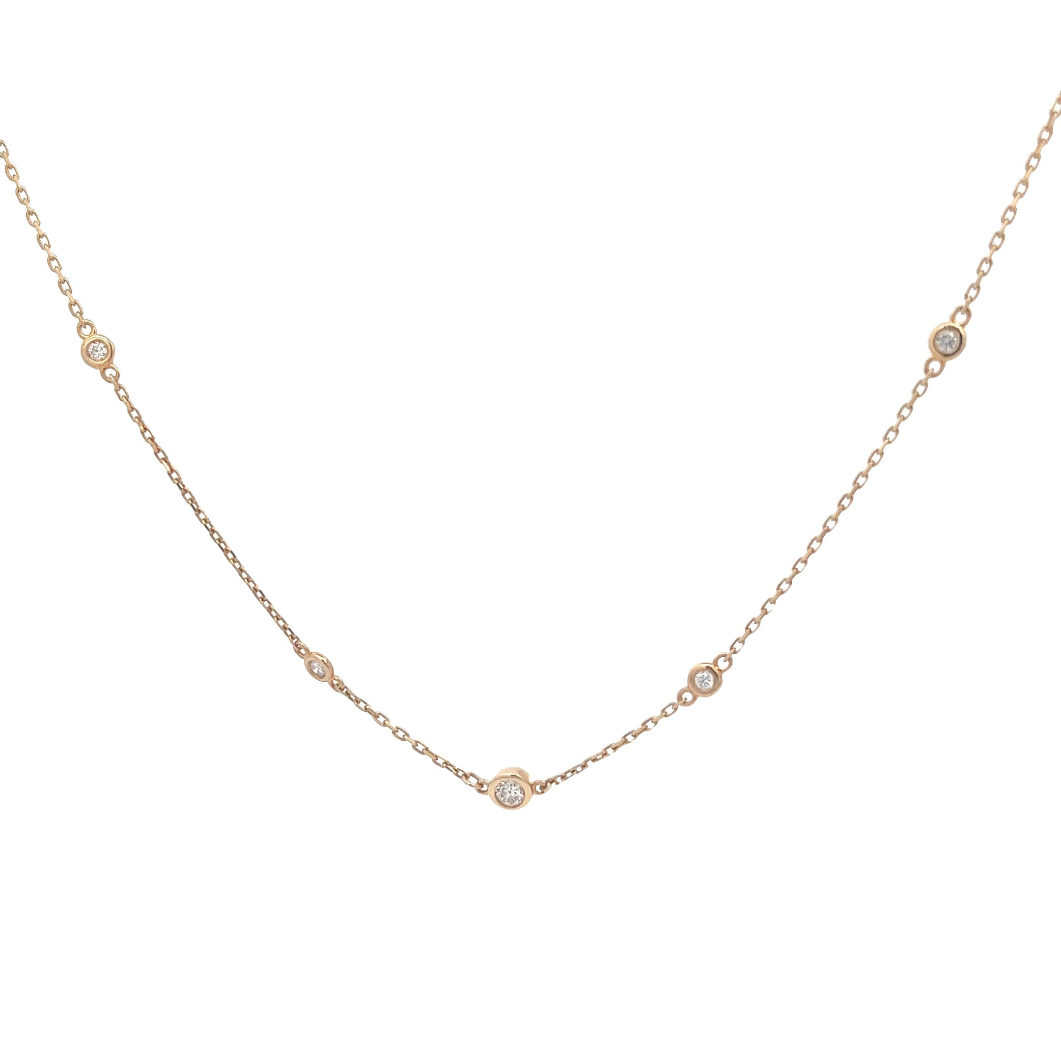 14k Yellow Gold .50ct G SI1 Round Diamonds By the Yard Necklace