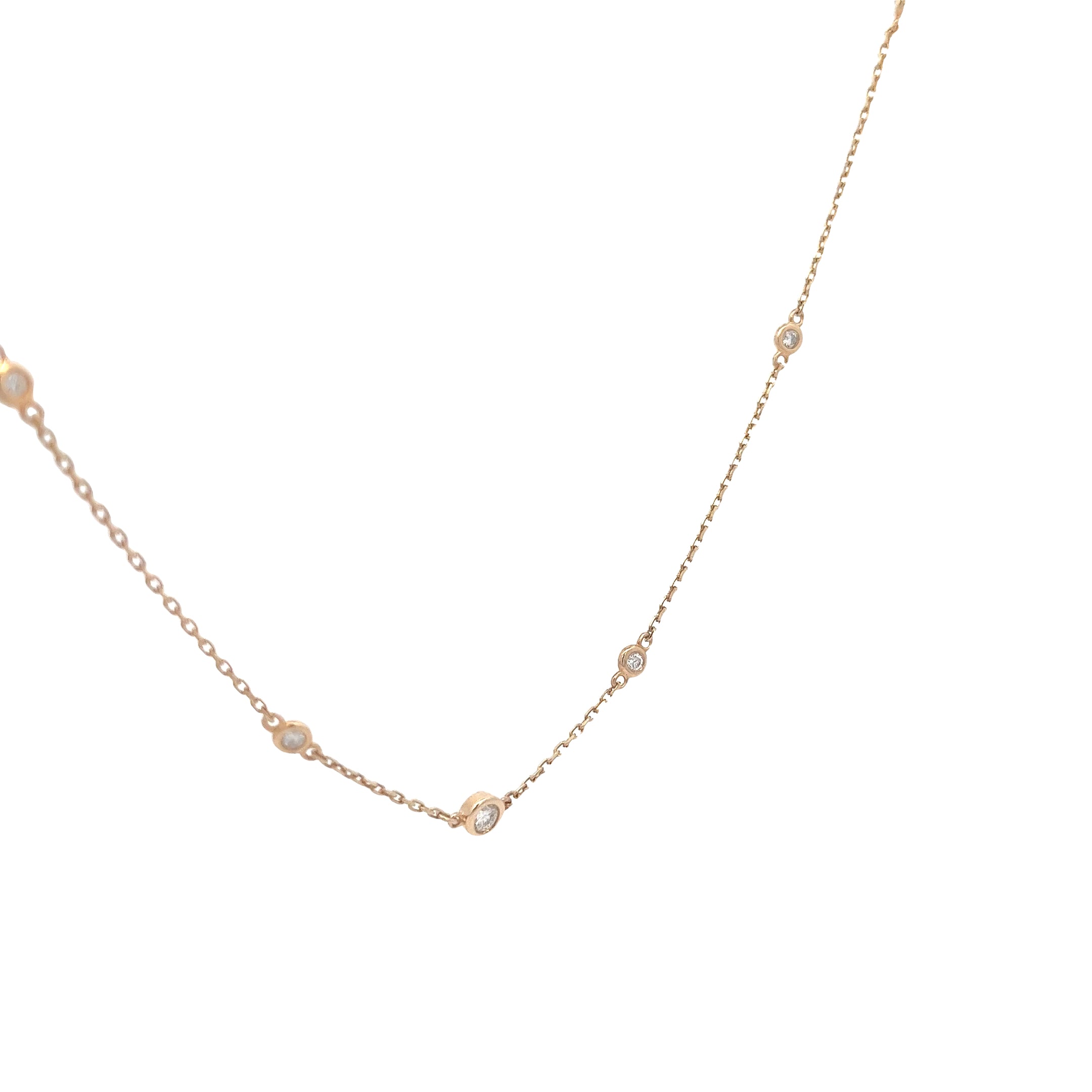 14k Yellow Gold .50ct G SI1 Round Diamonds By the Yard Necklace