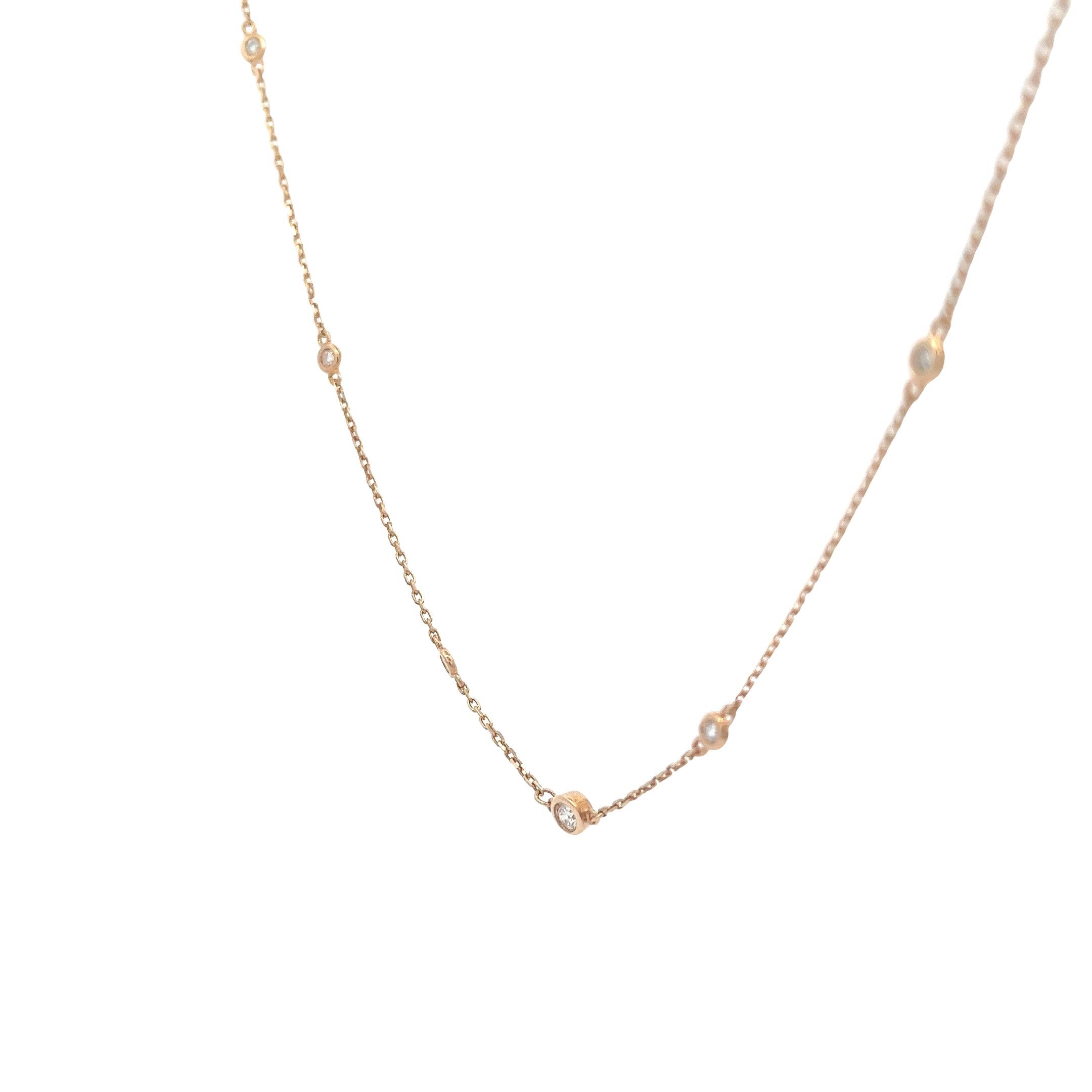 14k Yellow Gold .50ct G SI1 Round Diamonds By the Yard Necklace