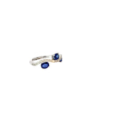 14k white gold 1.12ct Oval Blue Sapphire and surround by 1.13ct G SI1 Round Diamond ring