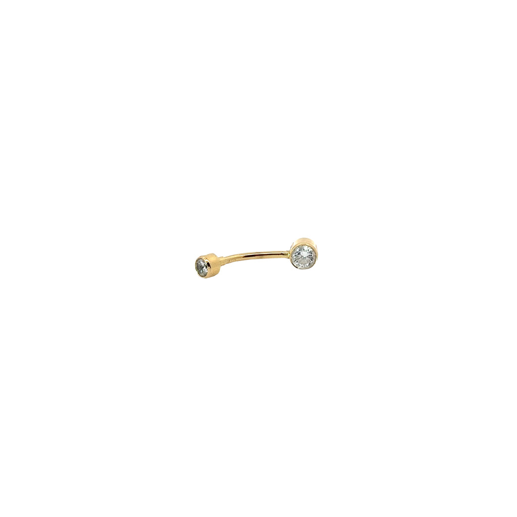14K Yellow Gold Round Cubic Zirconium Belly Button Ring 1 Inch