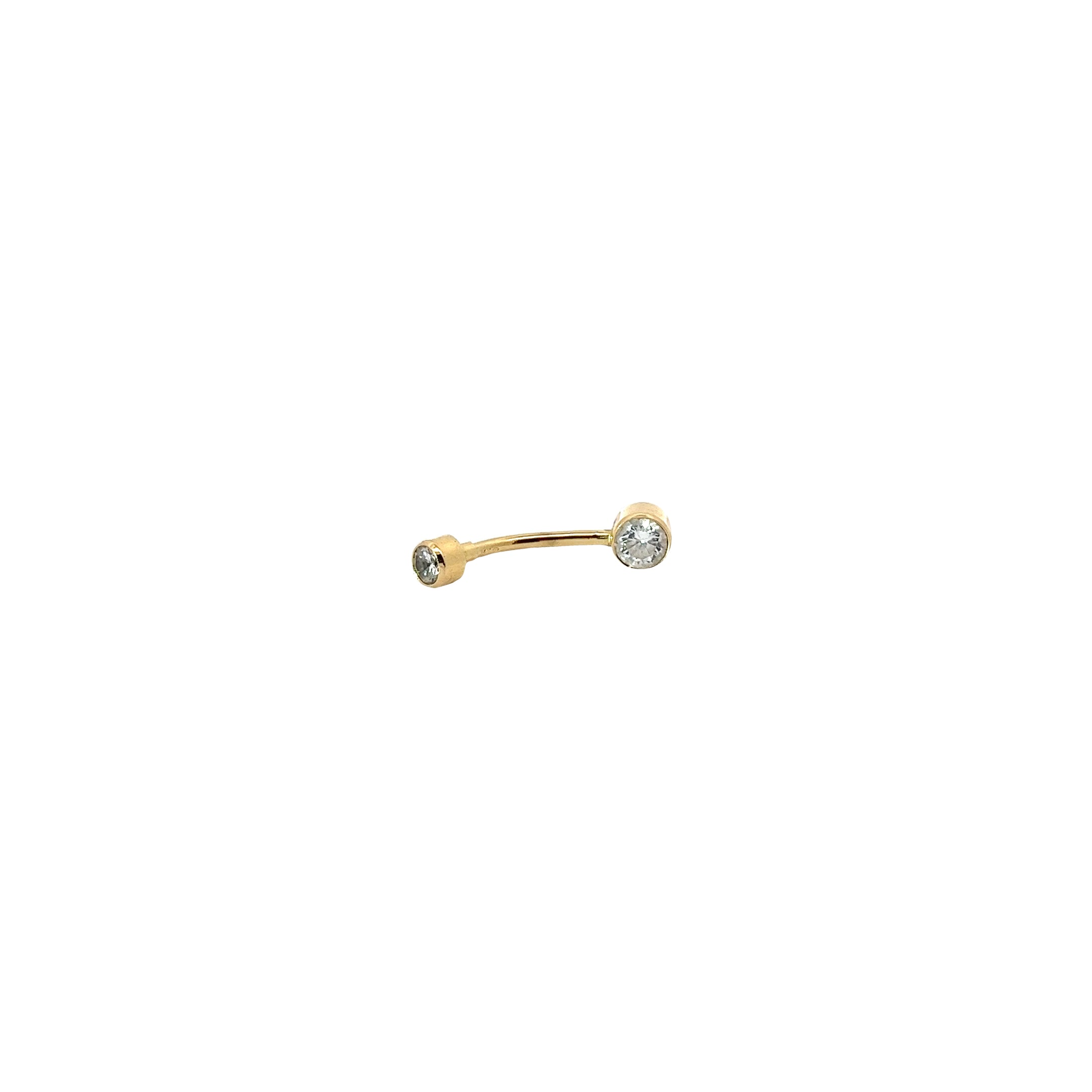 14K Yellow Gold Round Cubic Zirconium Belly Button Ring 1 Inch