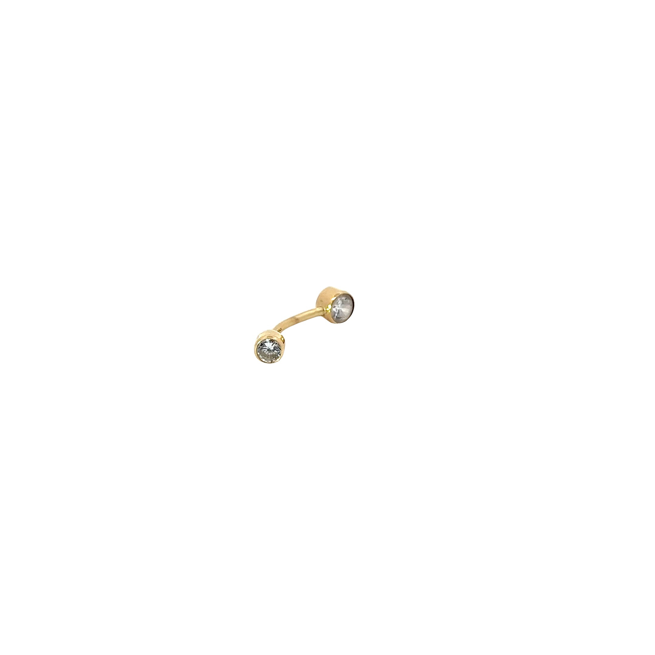 14K Yellow Gold Round Cubic Zirconium Belly Button Ring 1 Inch