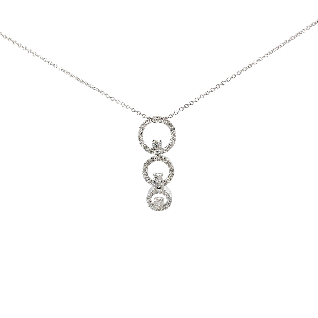 14K WHITE GOLD .75CT G SI1 GRADUATE PAST, PRESENT AND FUTURE 3 CIRCLE ROUND DIAMOND PENDANT