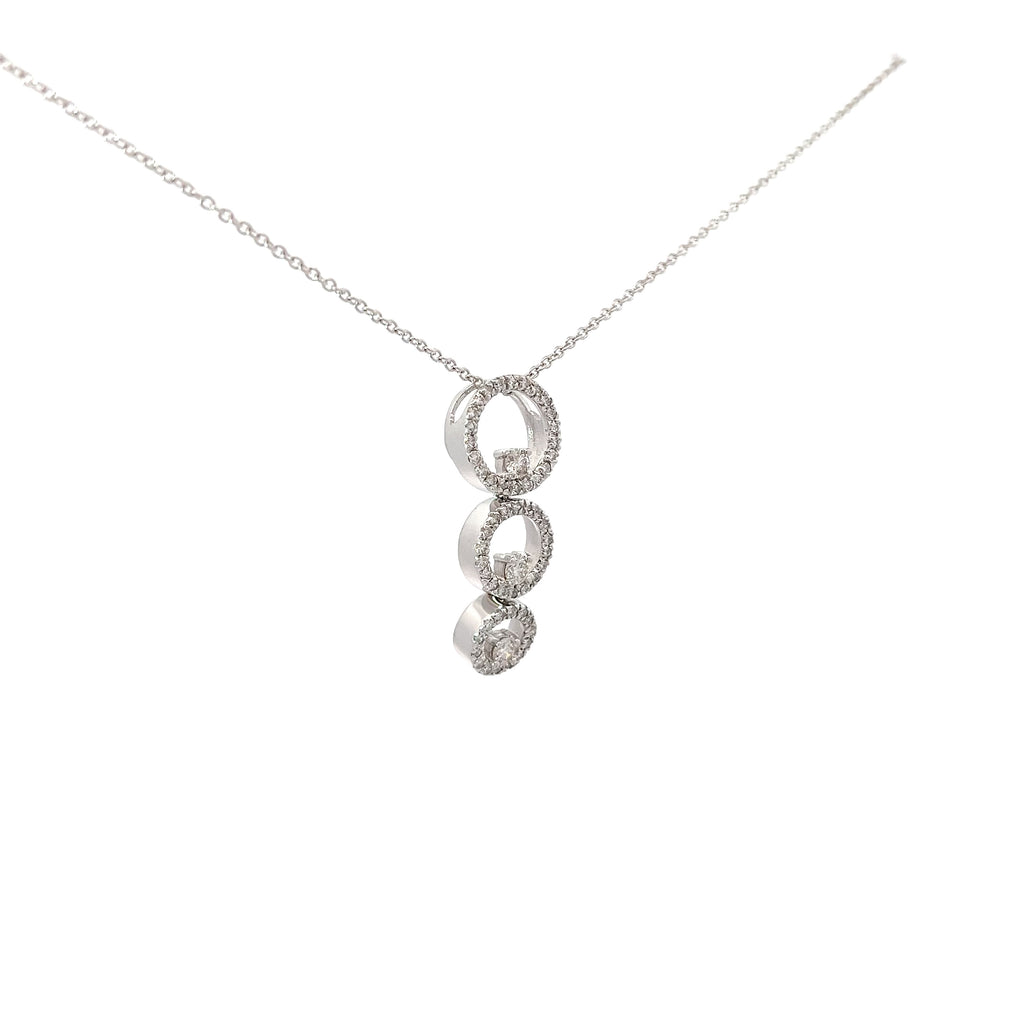 14K WHITE GOLD .75CT G SI1 GRADUATE PAST, PRESENT AND FUTURE 3 CIRCLE ROUND DIAMOND PENDANT