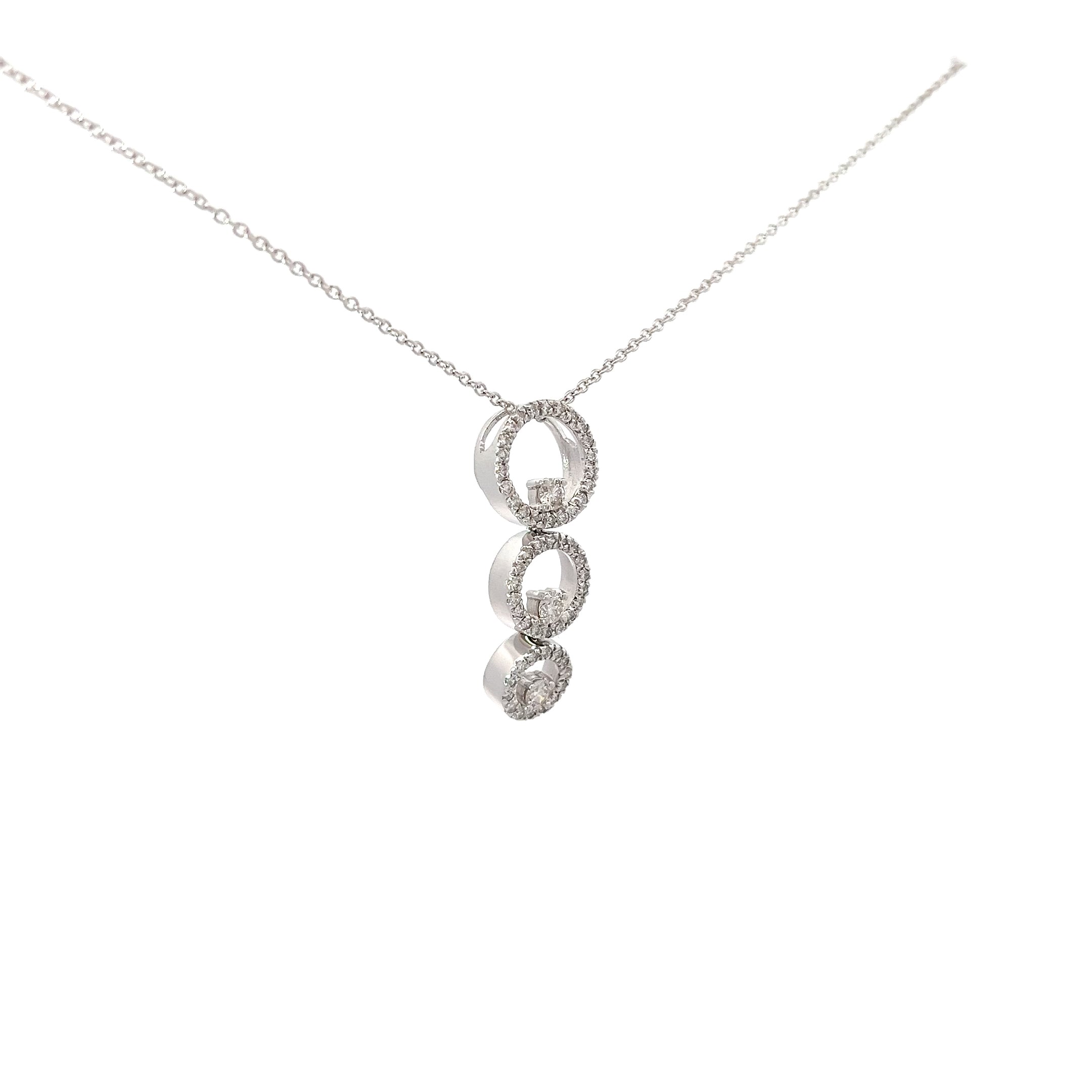 14K WHITE GOLD .75CT G SI1 GRADUATE PAST, PRESENT AND FUTURE 3 CIRCLE ROUND DIAMOND PENDANT