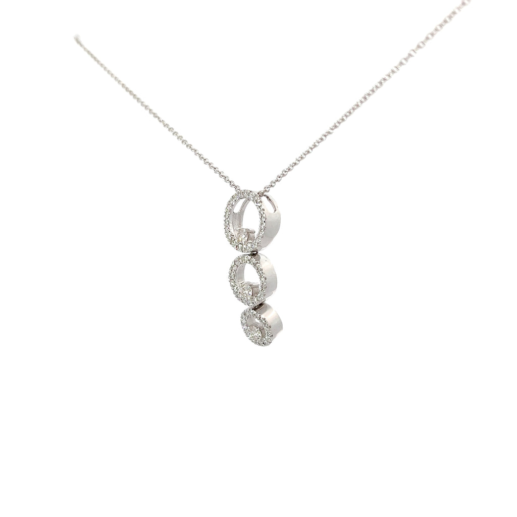 14K WHITE GOLD .75CT G SI1 GRADUATE PAST, PRESENT AND FUTURE 3 CIRCLE ROUND DIAMOND PENDANT