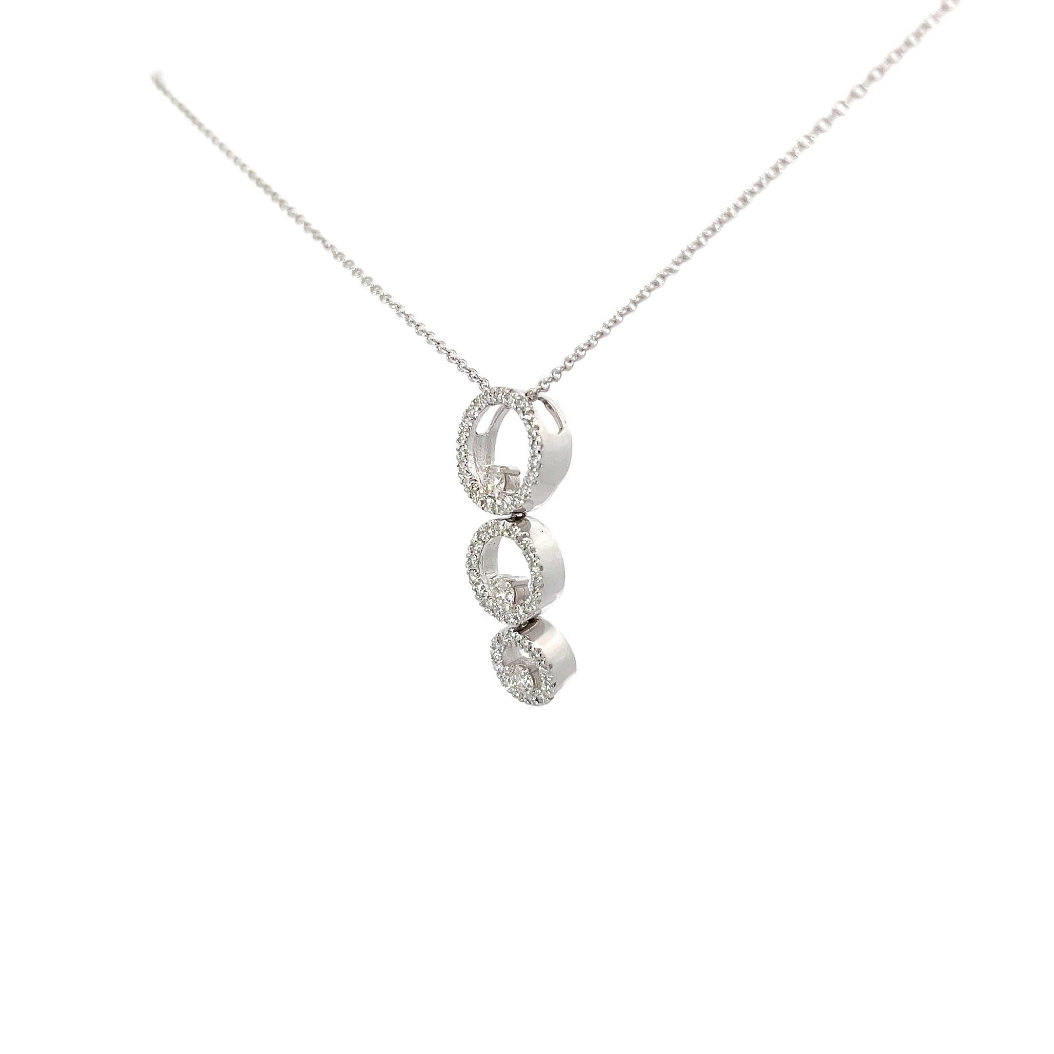 14K WHITE GOLD .75CT G SI1 GRADUATE PAST, PRESENT AND FUTURE 3 CIRCLE ROUND DIAMOND PENDANT