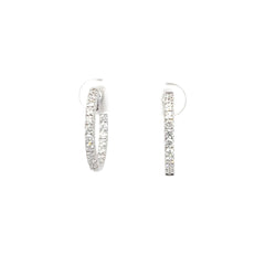 18k White Gold 1ct F VS2 Round  Inside/Out Diamond Hoops