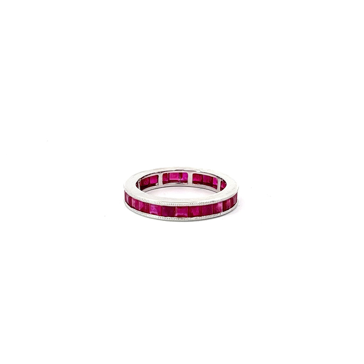 14k White Gold 3.00ct Ruby Princess Cut Eternity ring