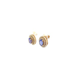 14k Yellow Gold 1.00ct Oval Tanzanite and 1.00ct G SI1 Round Diamond Earrings