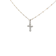 18k White Gold .25ct F VS1 Round Diamond Cross Necklace