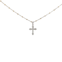 18k White Gold .25ct F VS1 Round Diamond Cross Necklace