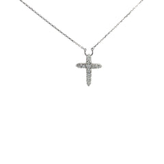 14k White Gold 1.00ct G SI1 Round Diamond Cross Necklace