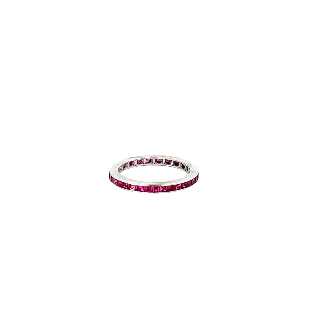 14k White Gold 1.00ct Princess Cut AA Ruby Eternity ring