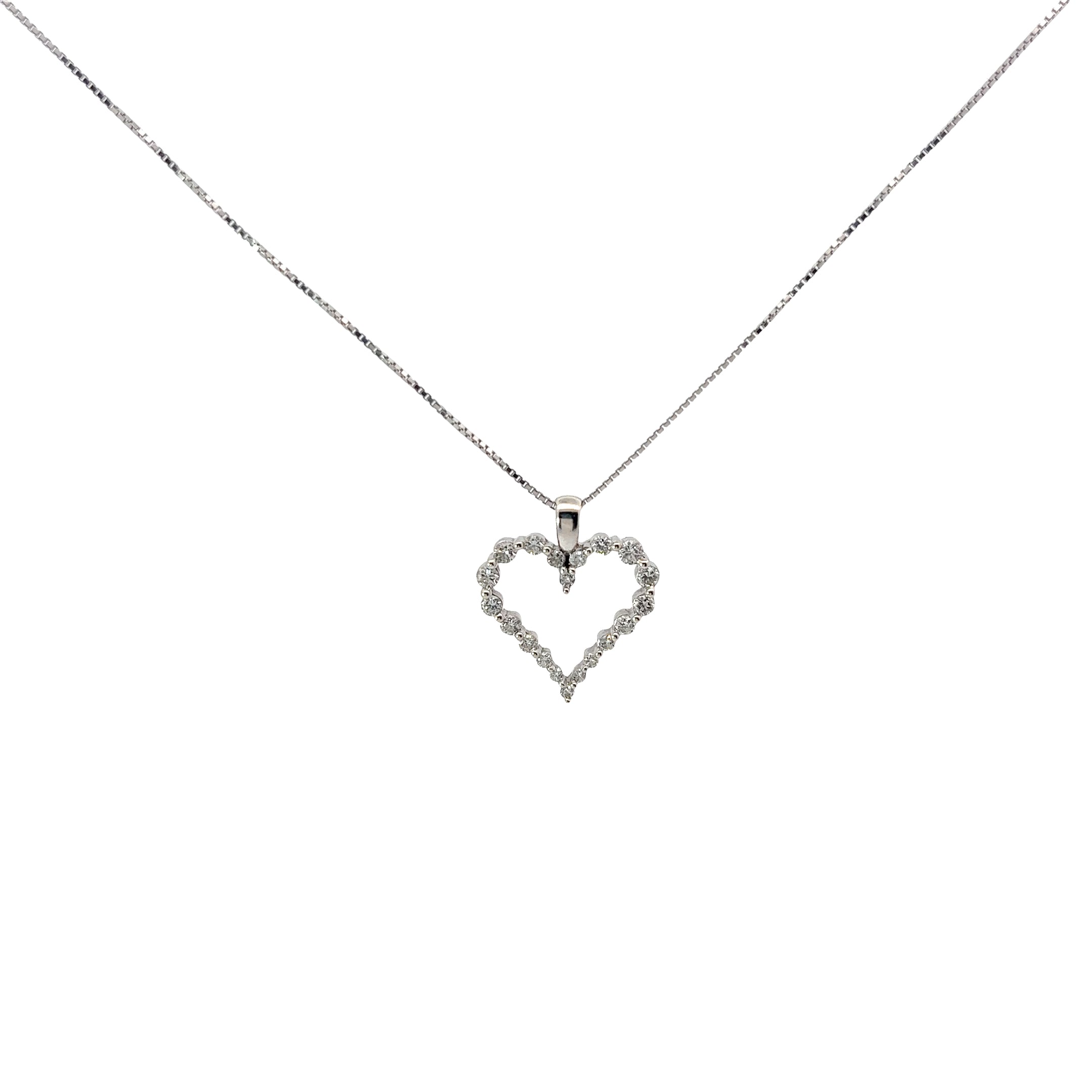 14k White Gold .50ct G SI1 Round Diamond Heart Pendant