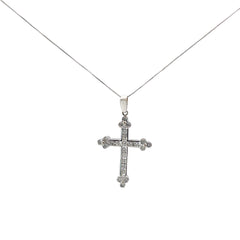 14k White Gold .75ct G SI1 Round Diamond Cross Necklace