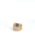 14k Yellow Gold .25ct White Diamond G SI1 Round / .50ct Black Round Diamond Ying Yang  Ring 12.1 Gram Size 7
