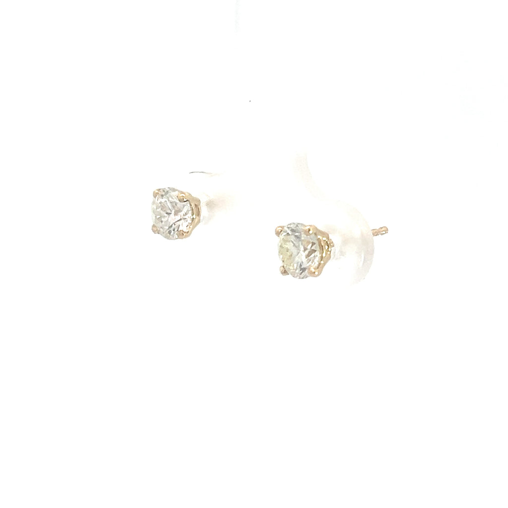 14k White Gold .94ct H/I SI1 Round Diamond Stud Earrings