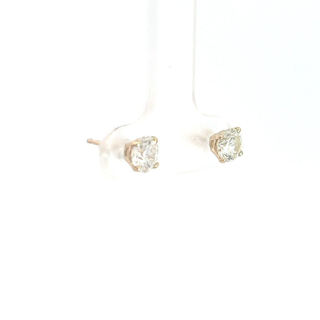 14k White Gold .94ct H/I SI1 Round Diamond Stud Earrings