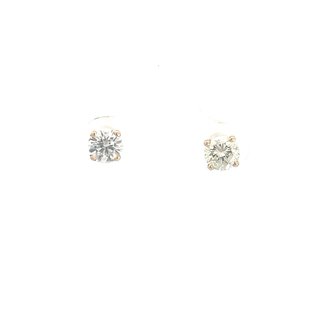 14k White Gold .94ct H/I SI1 Round Diamond Stud Earrings