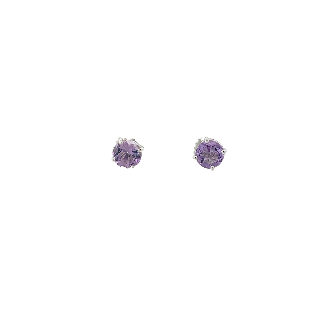 14k White Gold 2.00ct Round Amethyst Stud Earrings