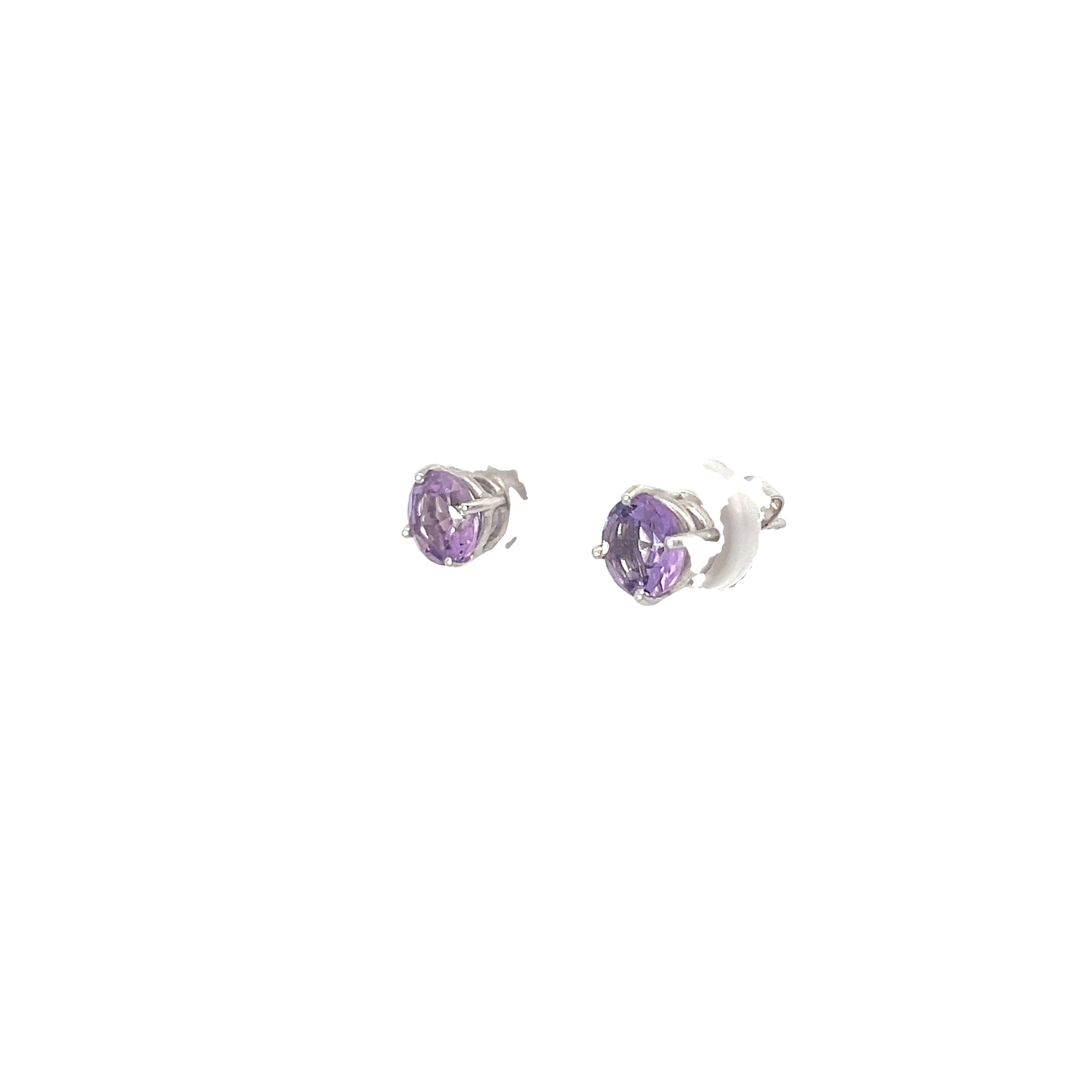 14k White Gold 2.00ct Round Amethyst Stud Earrings