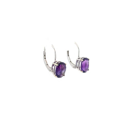 14k White Gold 2.00ct Oval Amethyst Drop Earrings