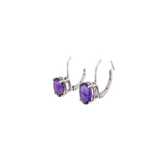 14k White Gold 2.00ct Oval Amethyst Drop Earrings