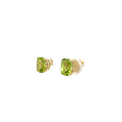 14K YELLOW GOLD 3CT CUSHION CUT PERIDOT EARRING