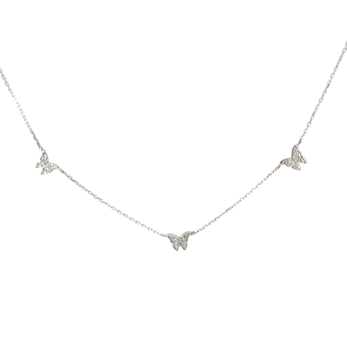 14K WHITE GOLD .50CT G VS2 5 BUTTERFLY DIAMOND NECKLACE