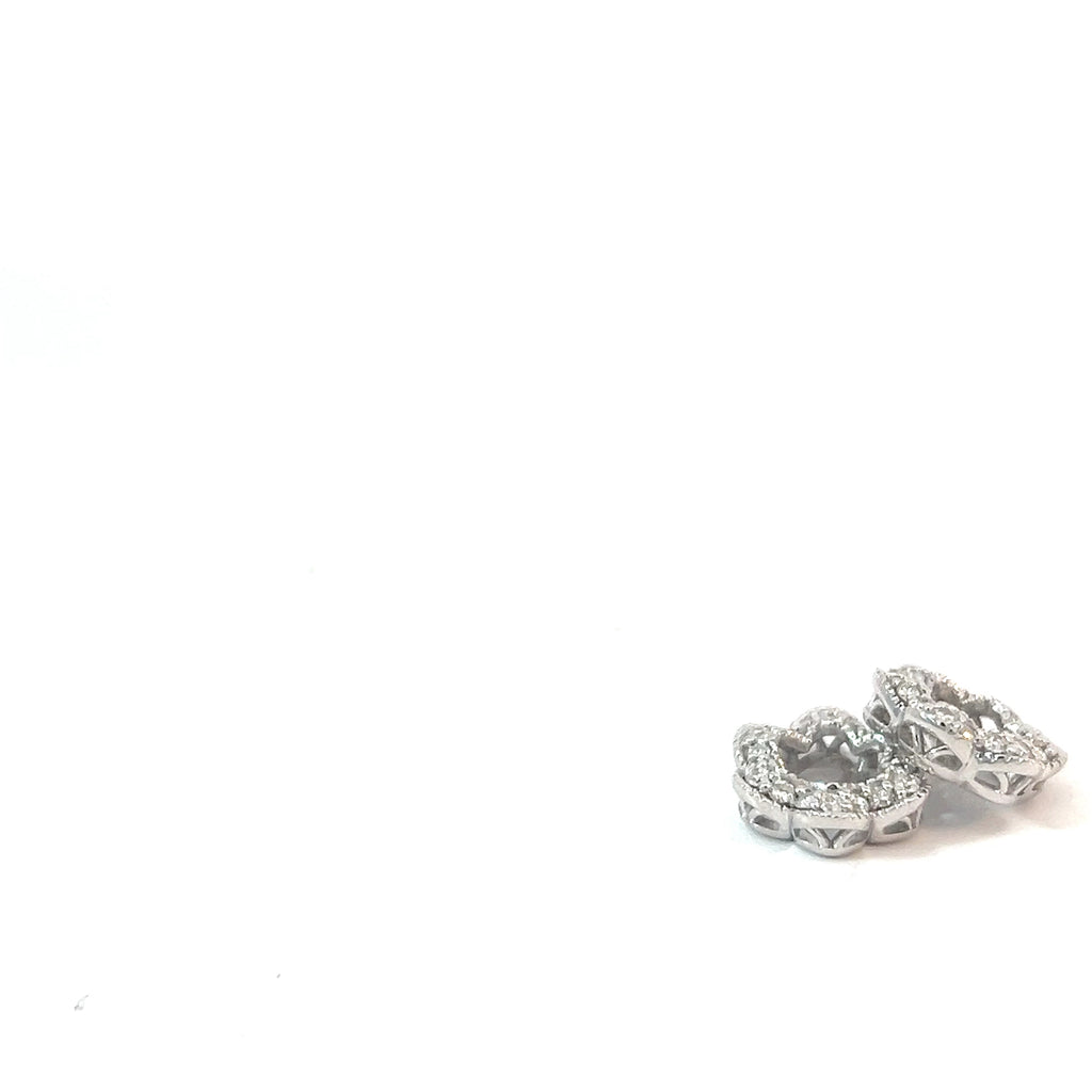14k White Gold .30ct F VS2 Round Diamond Flower Jacket for Stud Earrings