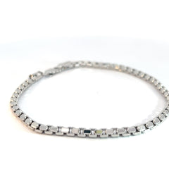 14k White Gold 12.6 Gram Diamond Cut Round Box Bracelet 8" inch