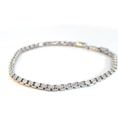 14k White Gold 12.6 Gram Diamond Cut Round Box Bracelet 8" inch