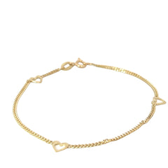 14k Yellow Gold 1.5 gram (3) Hearts Bracelet