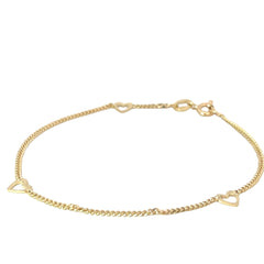 14k Yellow Gold 1.5 gram (3) Hearts Bracelet