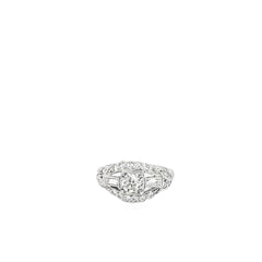 Platinum .42ct G VS2 Round Old Mine Cut /.25ct Baguette and .25ct Emerald Cut G VS2 Single Cut Diamond Vintage Ring