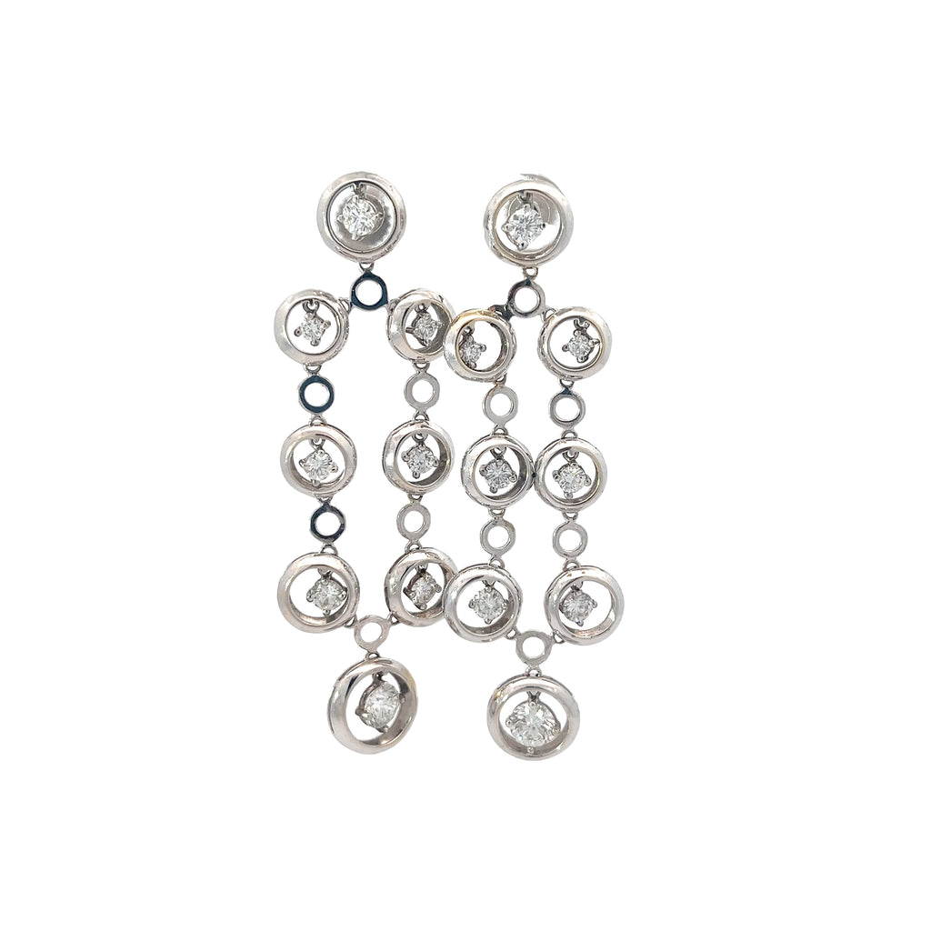 18k White Gold 2.28ct F VS2 Round Diamond Chandelier Earrings