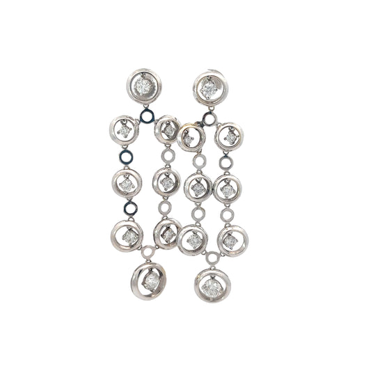 18k White Gold 2.28ct F VS2 Round Diamond Chandelier Earrings