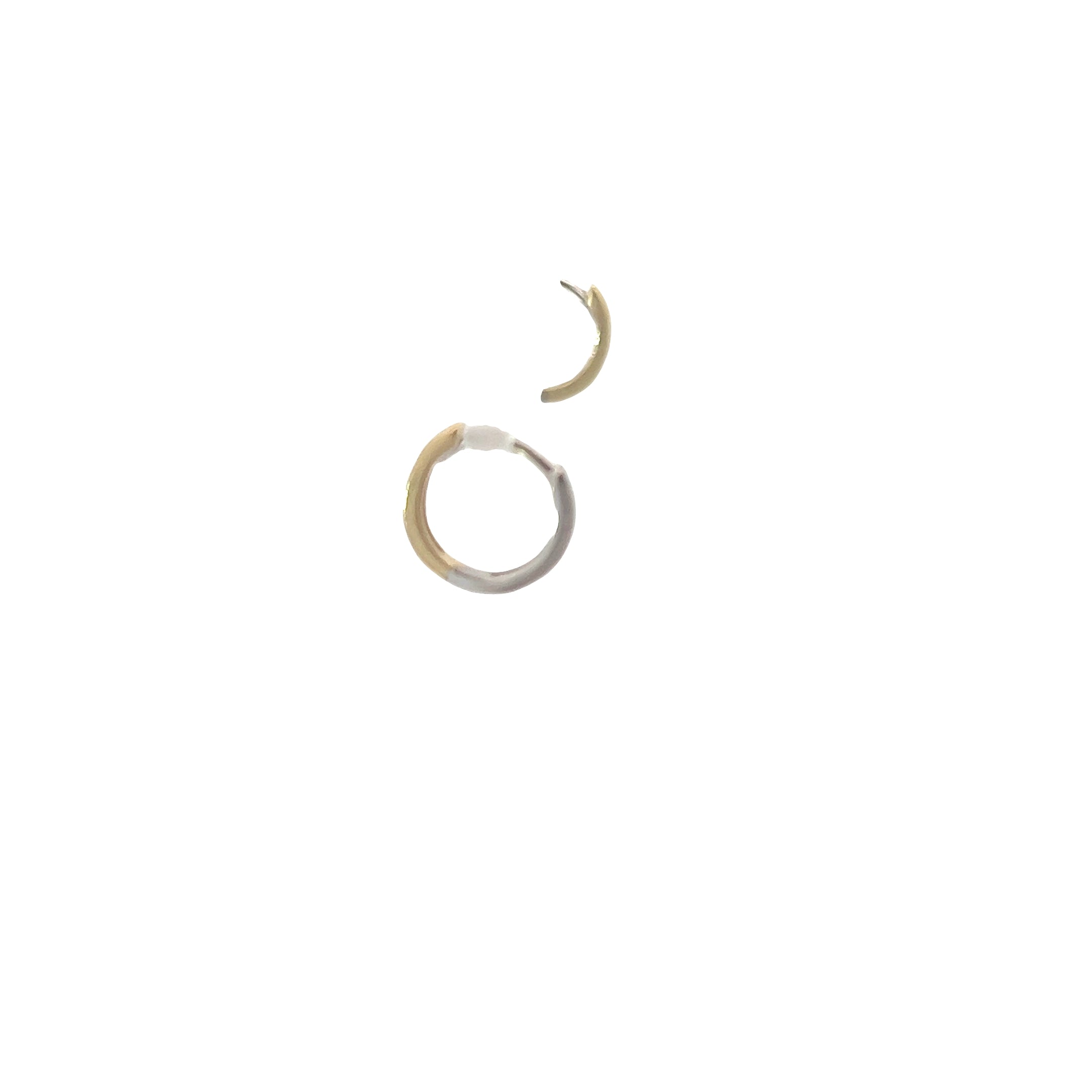 14k Reversable White/Yellow Gold Hinged Hoop Baby Earrings