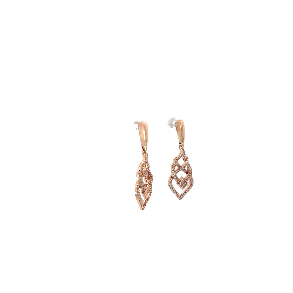 14k Rose Gold .35ct G SI1 Round Diamond Drop Earrings