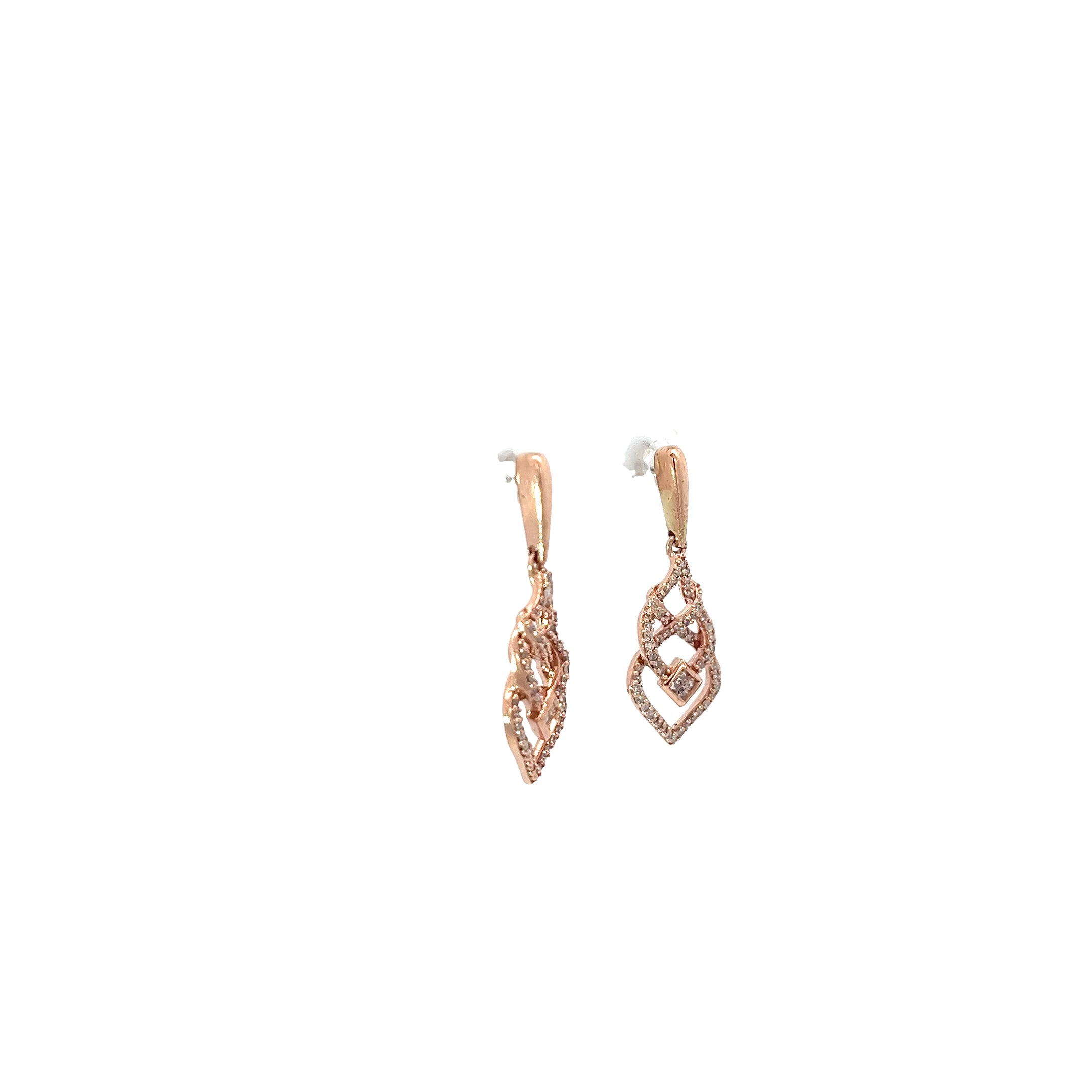 14k Rose Gold .35ct G SI1 Round Diamond Drop Earrings