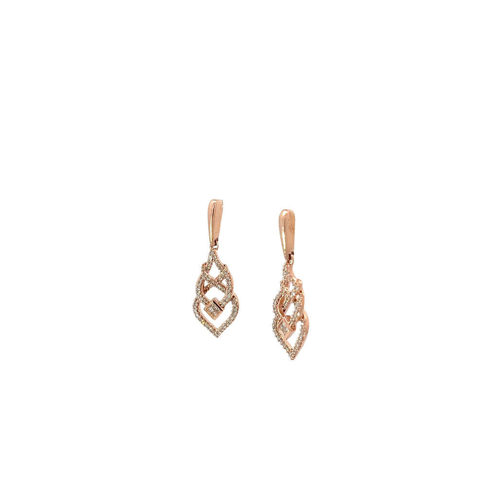 14k Rose Gold .35ct G SI1 Round Diamond Drop Earrings