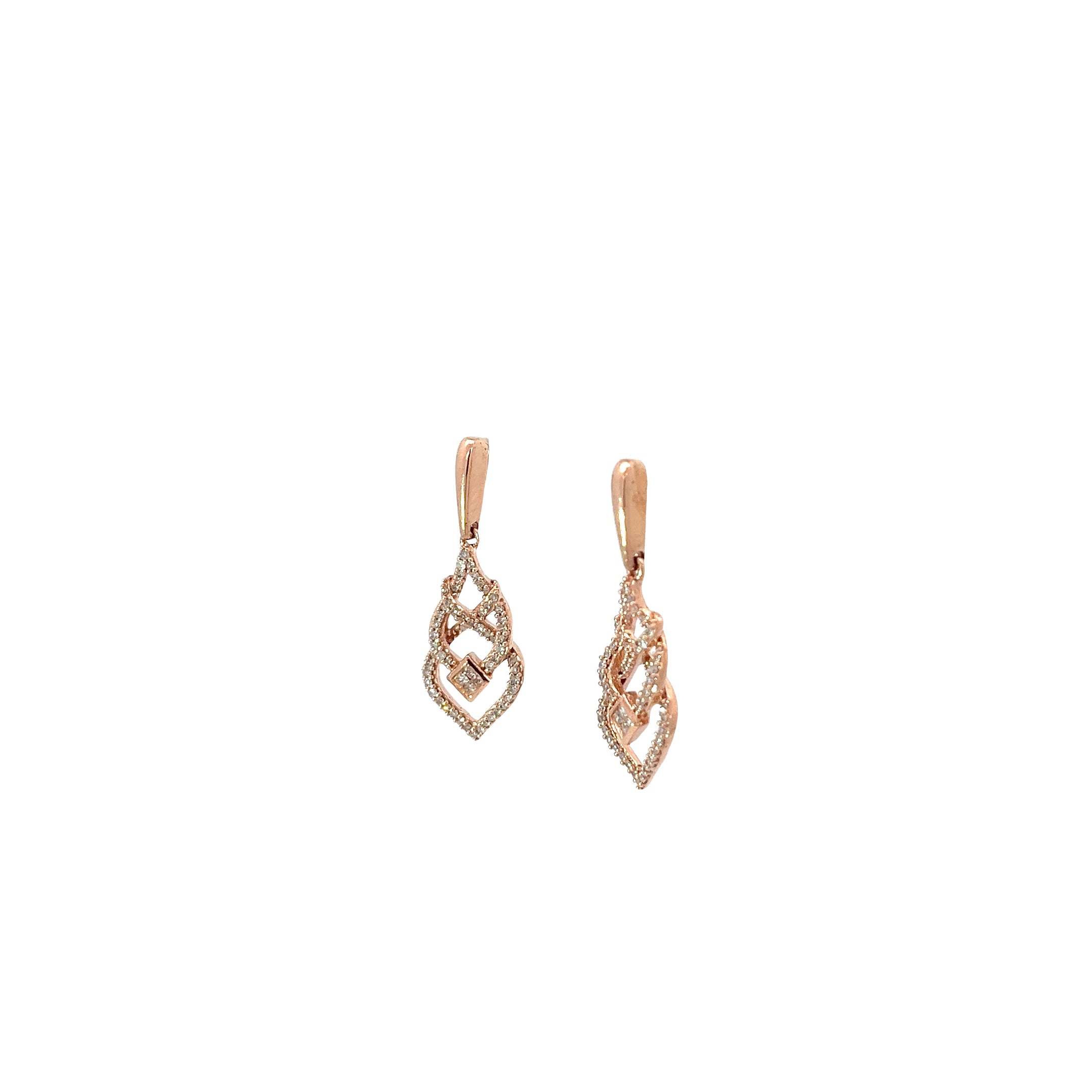 14k Rose Gold .35ct G SI1 Round Diamond Drop Earrings