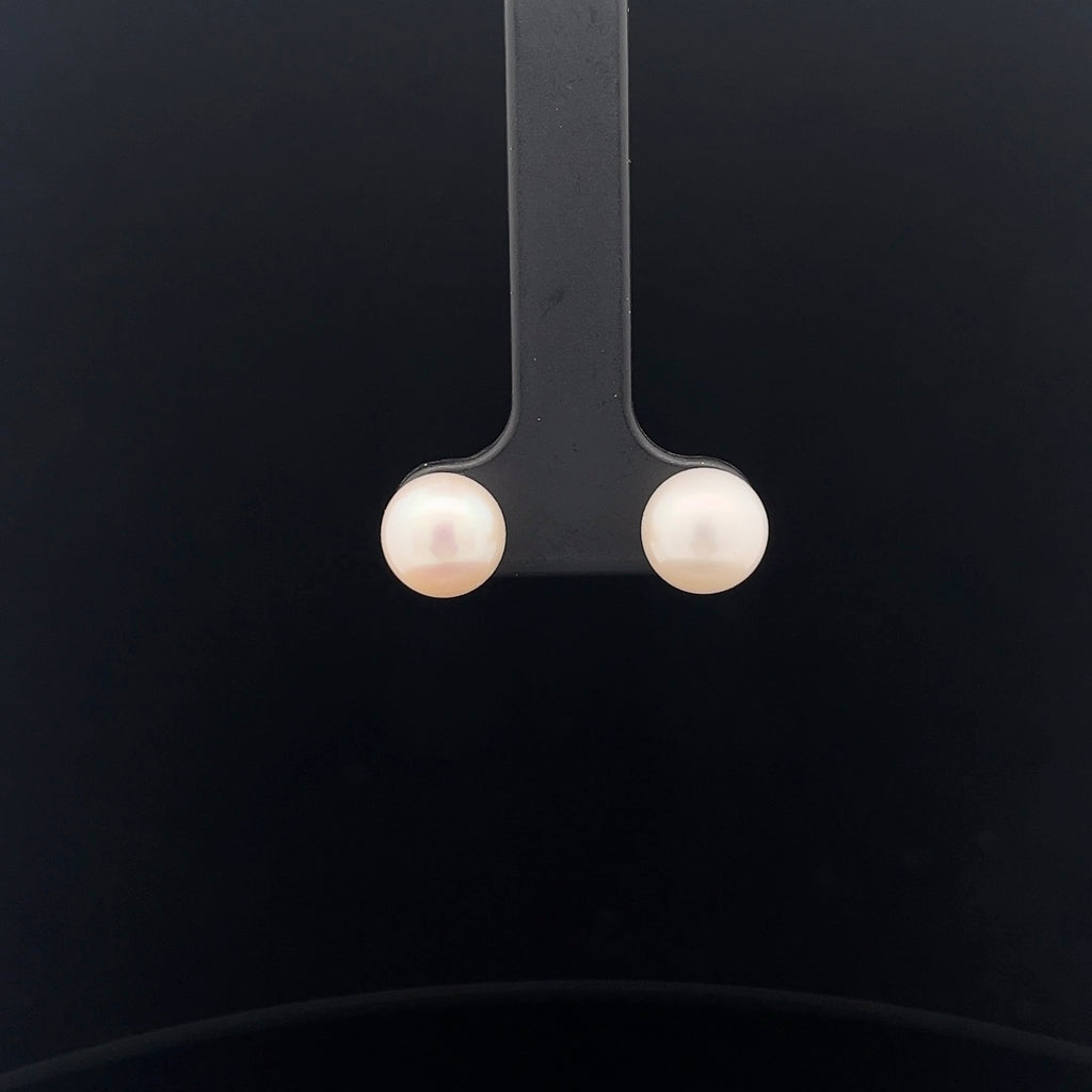 14k Yellow Gold Pearl 8mm Fresh Water Pink or White  Stud Earrings