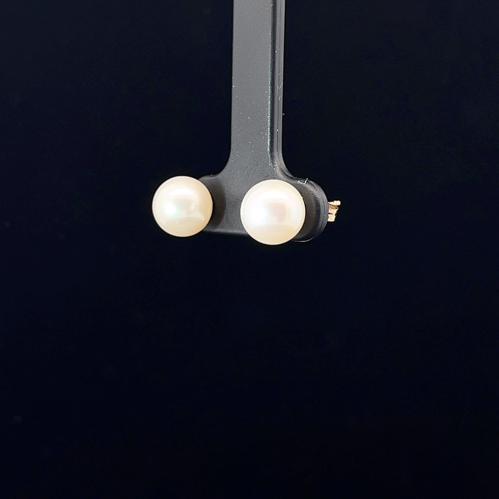 14k Yellow Gold Pearl 8mm Fresh Water Pink or White  Stud Earrings