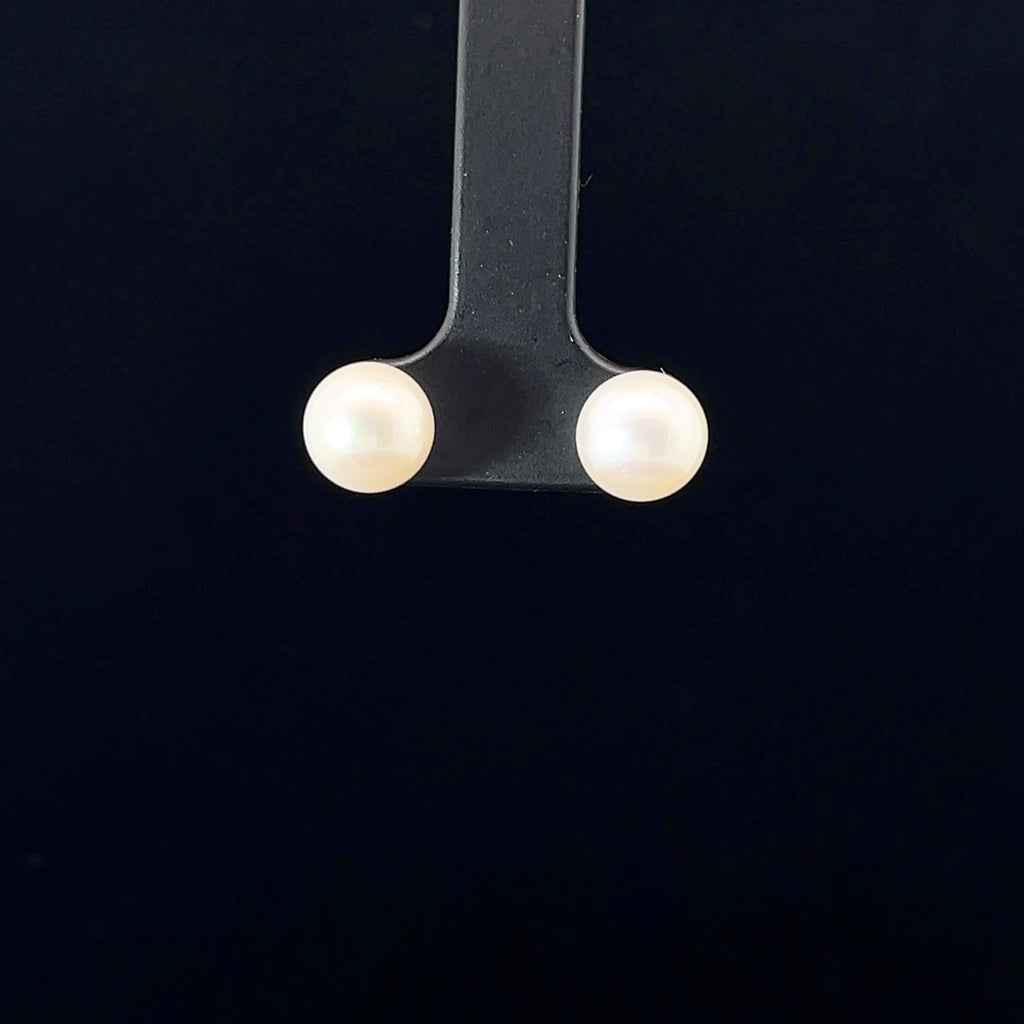 14k Yellow Gold Pearl 8mm Fresh Water Pink or White  Stud Earrings