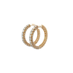 14k Yellow Gold 5.00ct GH SI2 Round Diamond Hoops 1.5"