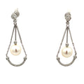 18k White Gold .50ct F VS2 Round Diamond and  8mm Salt Water Pearl Drop Earrings