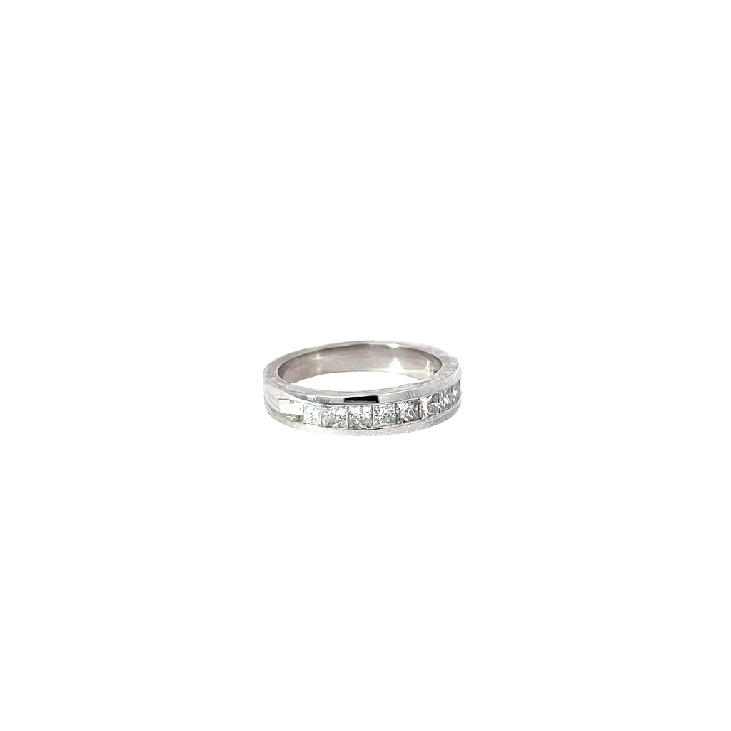 14k White Gold .85ct G VS2 Princess Cut  Diamond Channel Set Wedding Ring Size 7